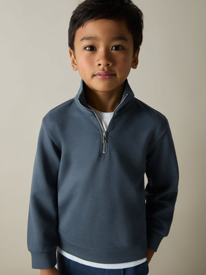 Dsiney Kidz - Reiss Dark Diesel Blue Ethan 3-9 yrs Interlock-Jersey Half-Zip Sweatshirt image 2
