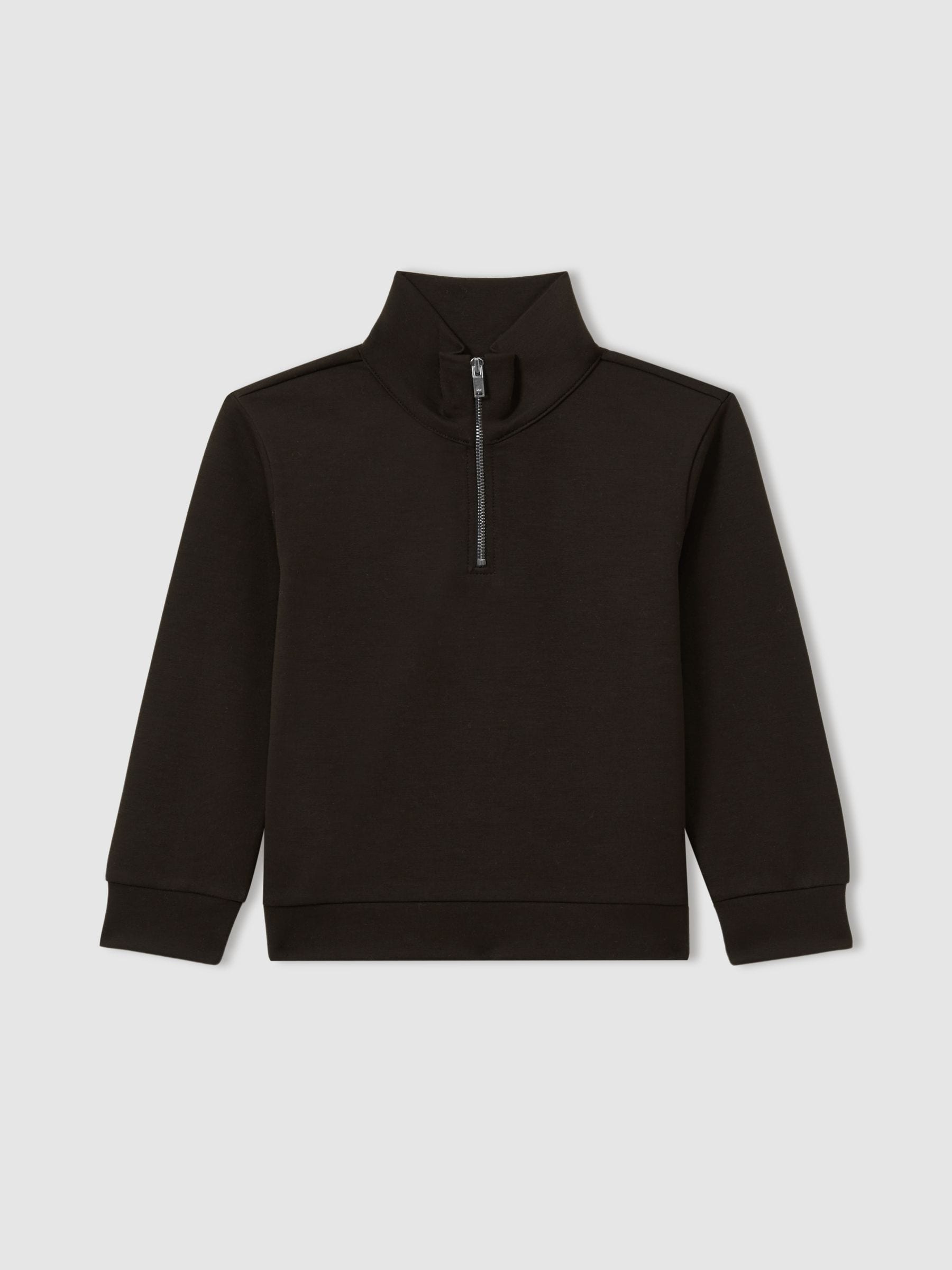 Dsiney Kidz - Reiss Chocolate Brown Ethan 3-9 yrs Interlock-Jersey Half-Zip Sweatshirt image 2