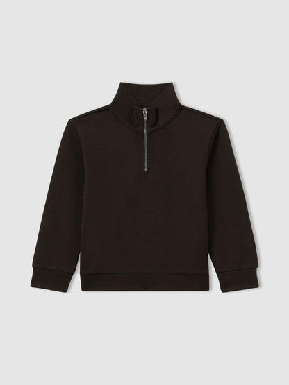 Dsiney Kidz - Reiss Chocolate Brown Ethan 3-9 yrs Interlock-Jersey Half-Zip Sweatshirt image 2