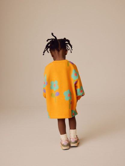 Orange Floral Long Sleeve Sweat Dress (3mths-7yrs)