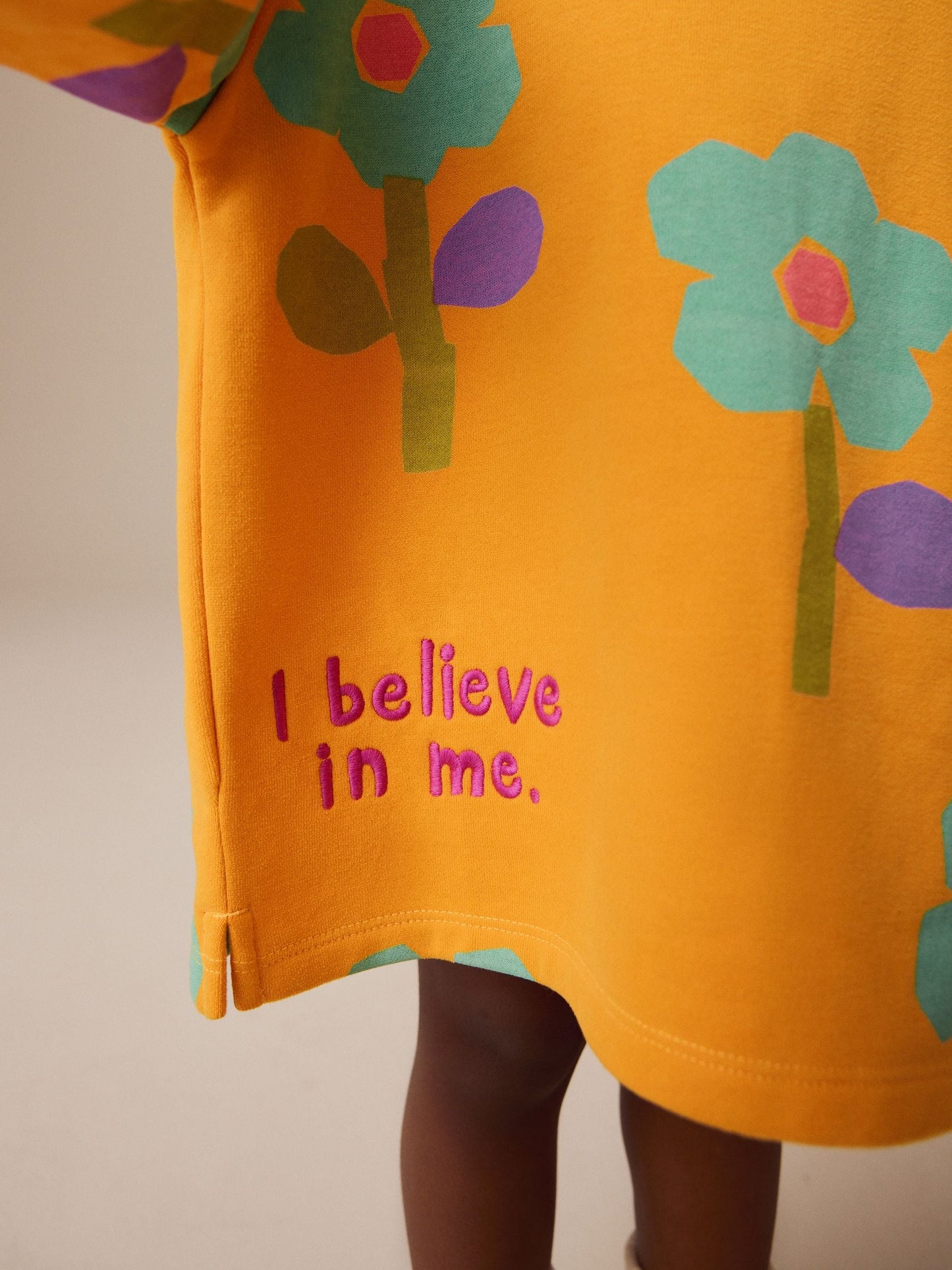 Orange Floral Long Sleeve Sweat Dress (3mths-7yrs)