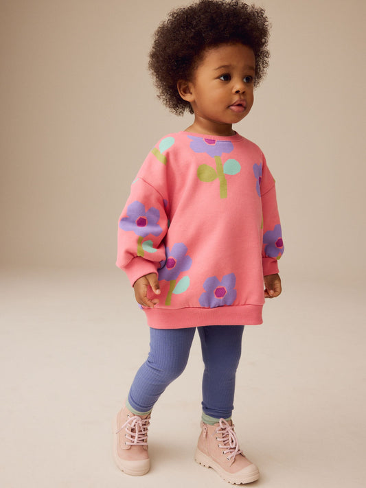 Pink Flowers Sweatshirt and Leggings Set (3mths-7yrs) image 1