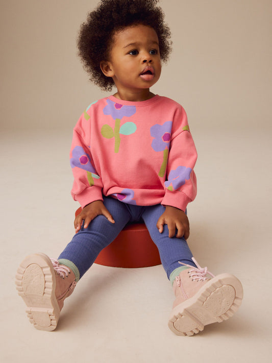 Pink Flowers Sweatshirt and Leggings Set (3mths-7yrs) image 3