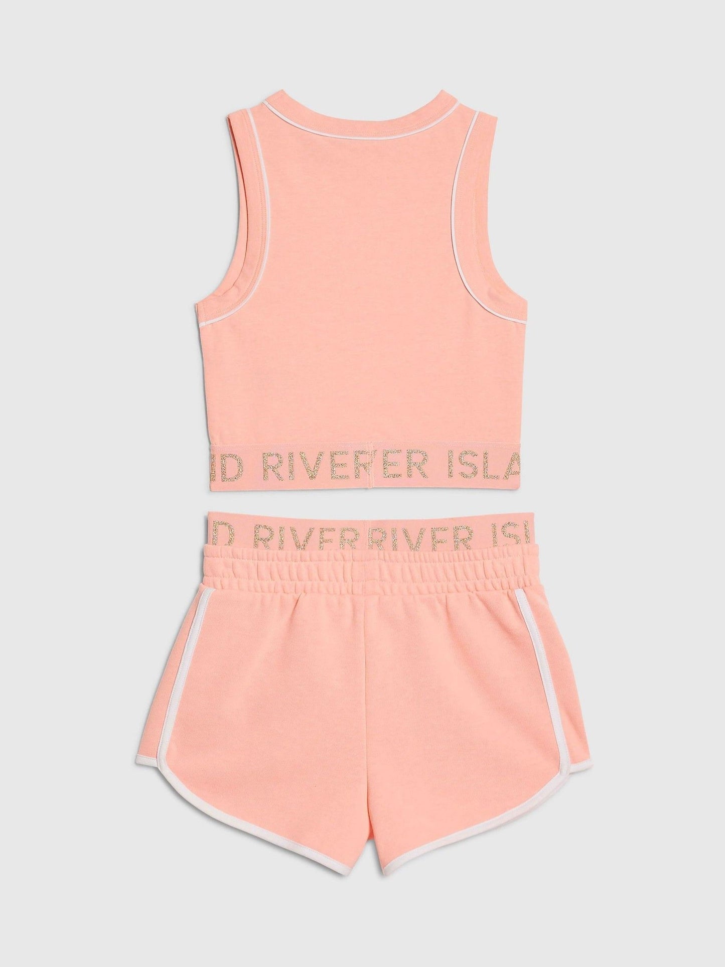 Dsiney Kidz - River Island Coral Pink Logo Waistband Tank & Short Set image 2
