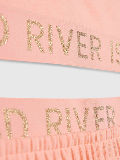 Dsiney Kidz - River Island Coral Pink Logo Waistband Tank & Short Set image 3