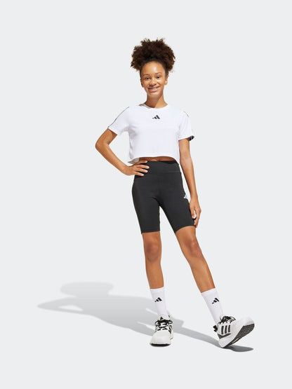 Dsiney Kidz - adidas White Train Essentials 3-Stripes T-Shirt and Bike Short Set Kids image 1