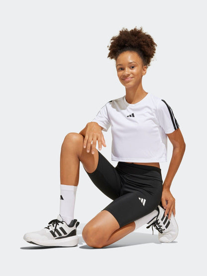 Dsiney Kidz - adidas White Train Essentials 3-Stripes T-Shirt and Bike Short Set Kids image 3