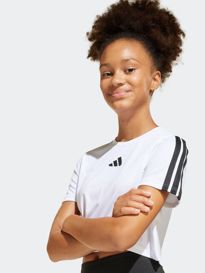 Dsiney Kidz - adidas White Train Essentials 3-Stripes T-Shirt and Bike Short Set Kids image 4