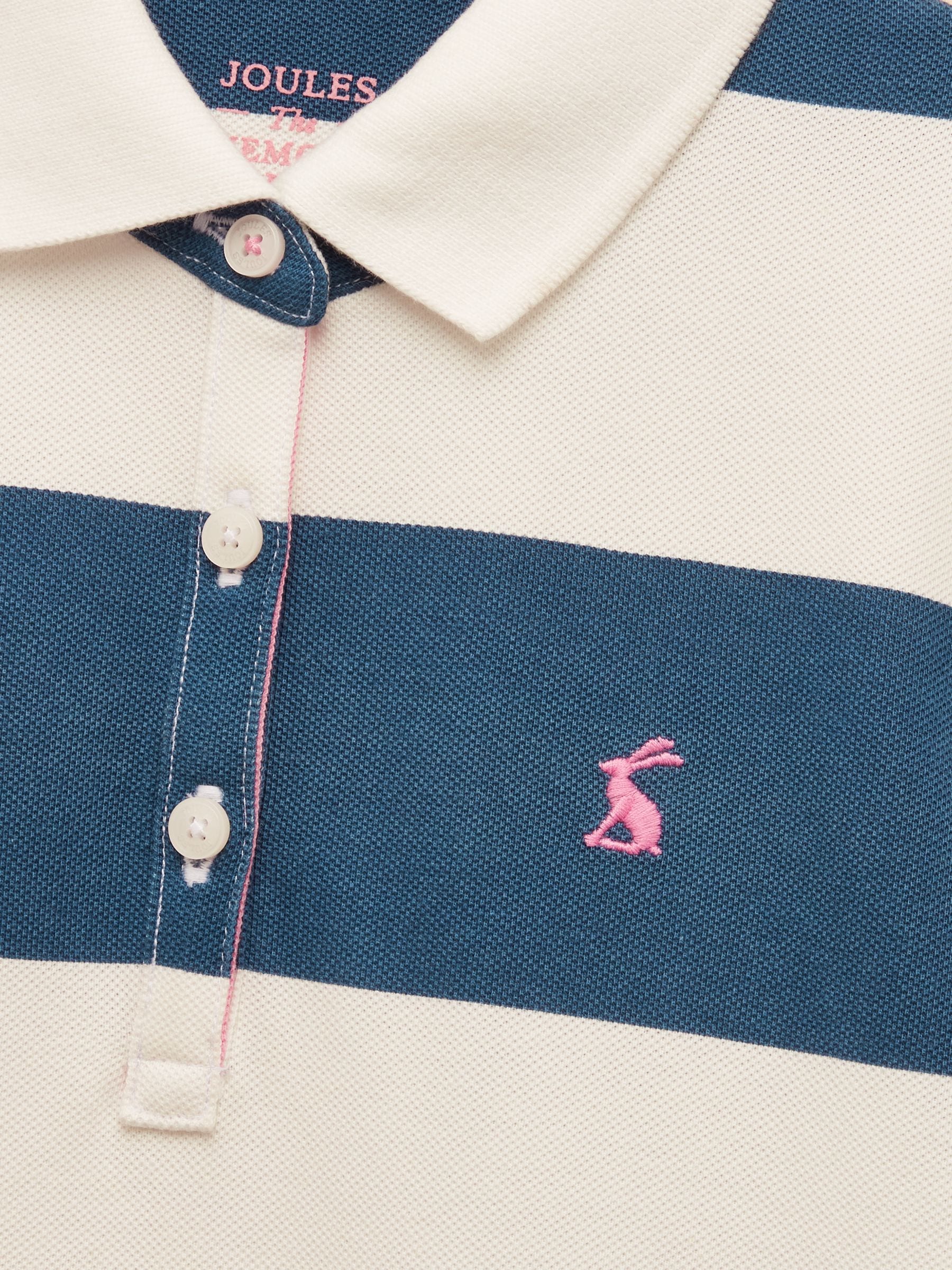 Joules Girls' Orla Blue & White Stiped Short Sleeve Polo Shirt Dress image 2