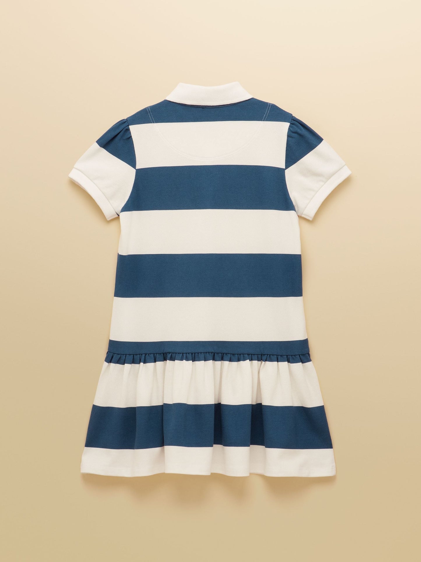 Joules Girls' Orla Blue & White Stiped Short Sleeve Polo Shirt Dress image 4
