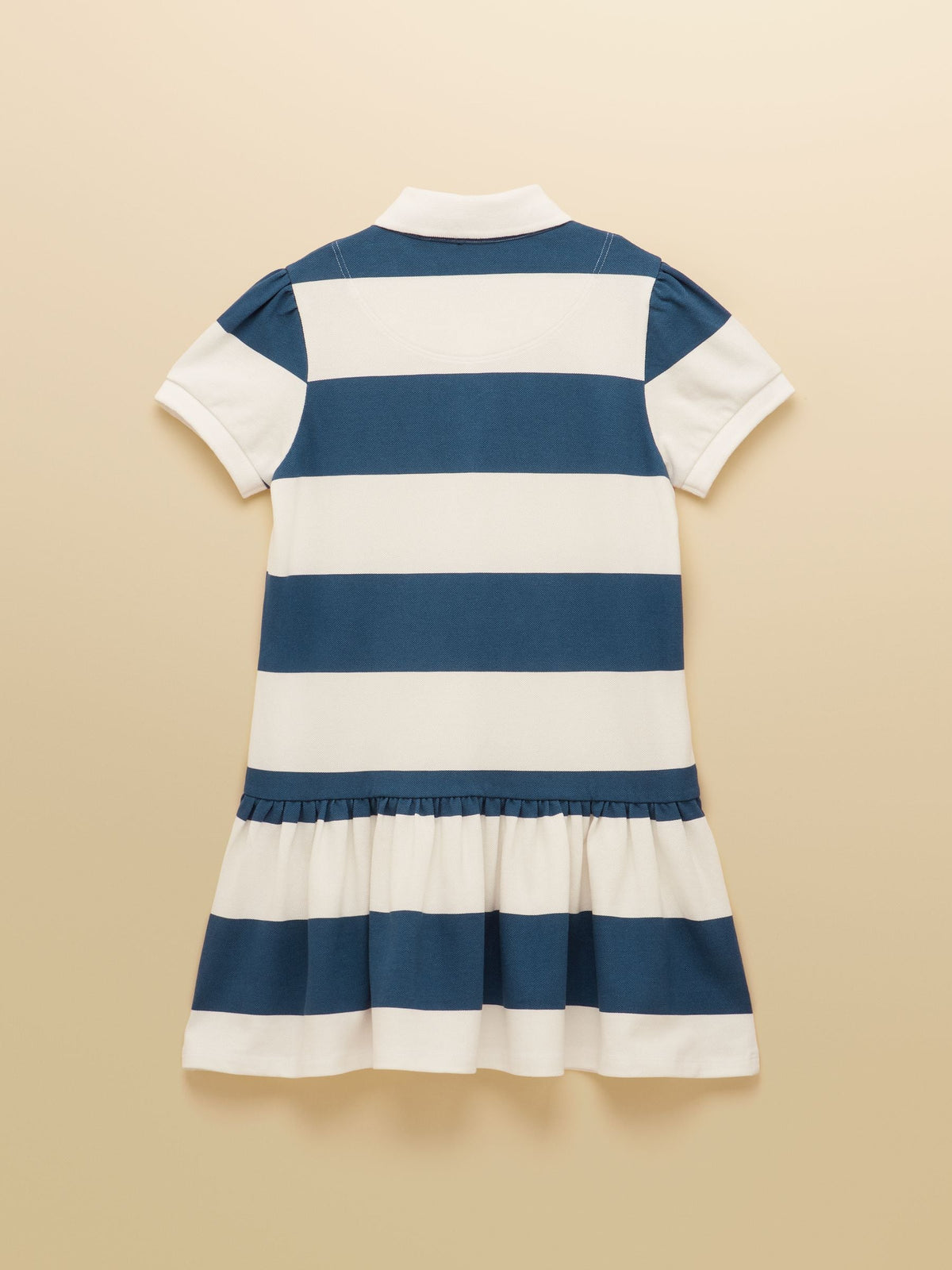 Joules Girls' Orla Blue & White Stiped Short Sleeve Polo Shirt Dress image 4