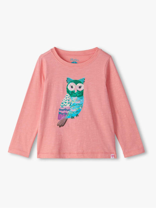 Dsiney Kidz - Hatley Pink Majestic Owl Long Sleeve Graphic T-Shirt image 1