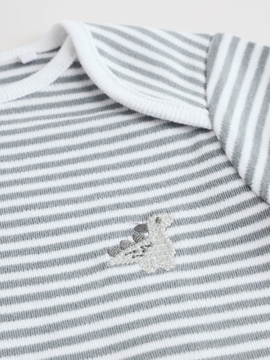 Grey Dinosaur Short Sleeve Baby Bodysuits 5 Pack image 3