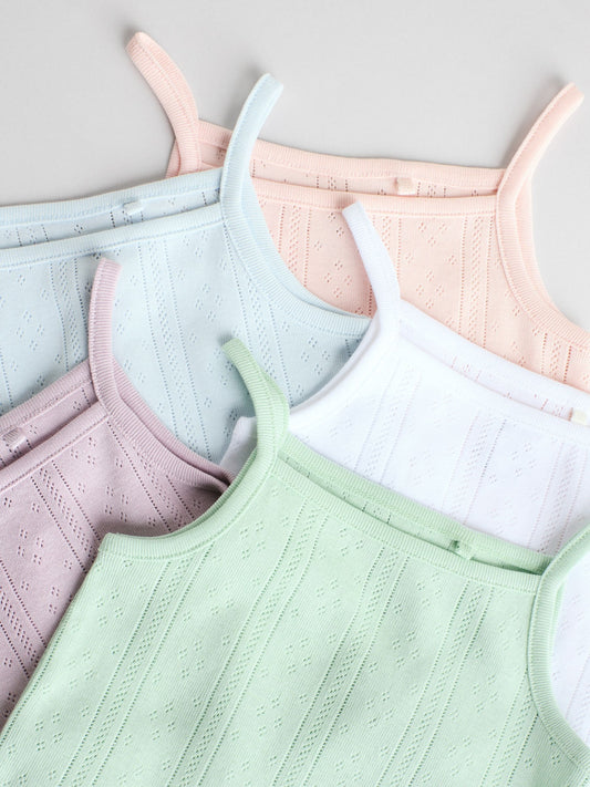 Pastel 5 Pack Vest Pointelle Baby Bodysuits image 3