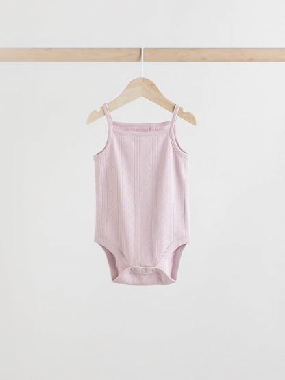 Pastel 5 Pack Vest Pointelle Baby Bodysuits image 5