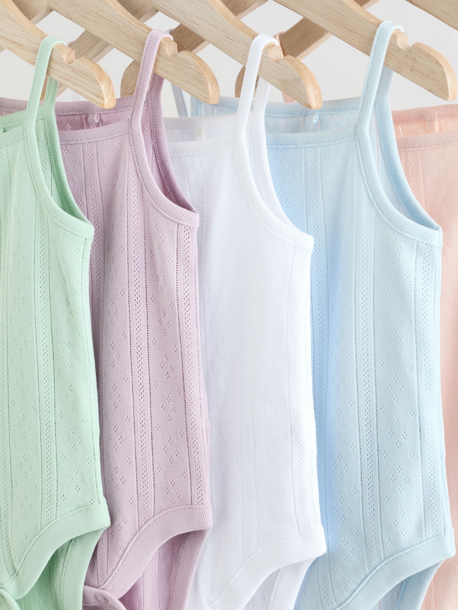 Pastel 5 Pack Vest Pointelle Baby Bodysuits image 9