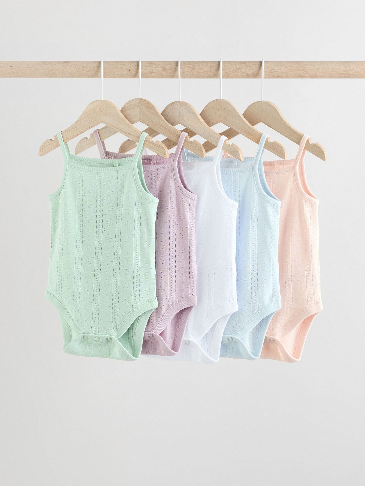 Pastel 5 Pack Vest Pointelle Baby Bodysuits image 1