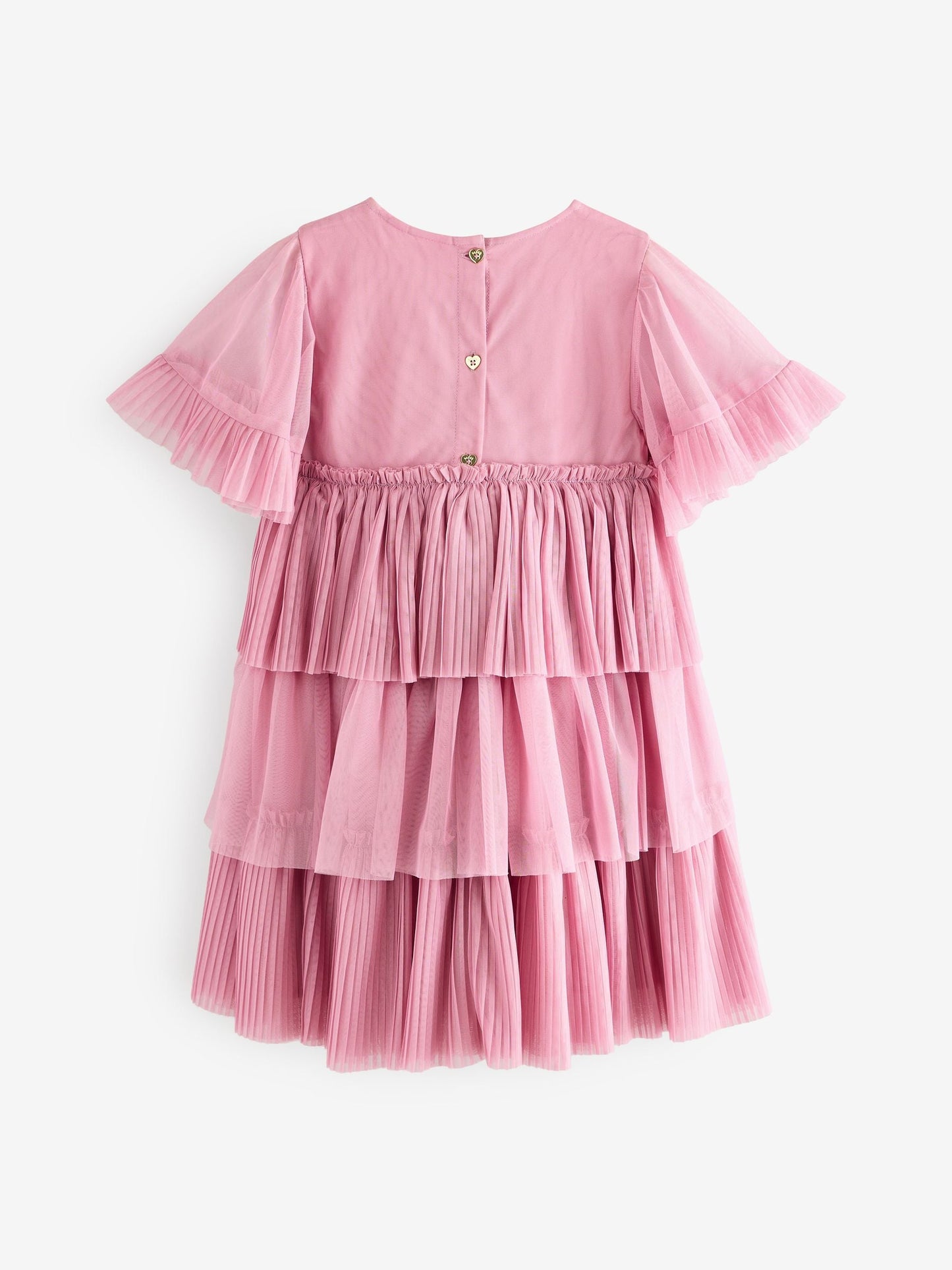 Baker by Ted Baker Pink Pleated Tier Mesh Dress