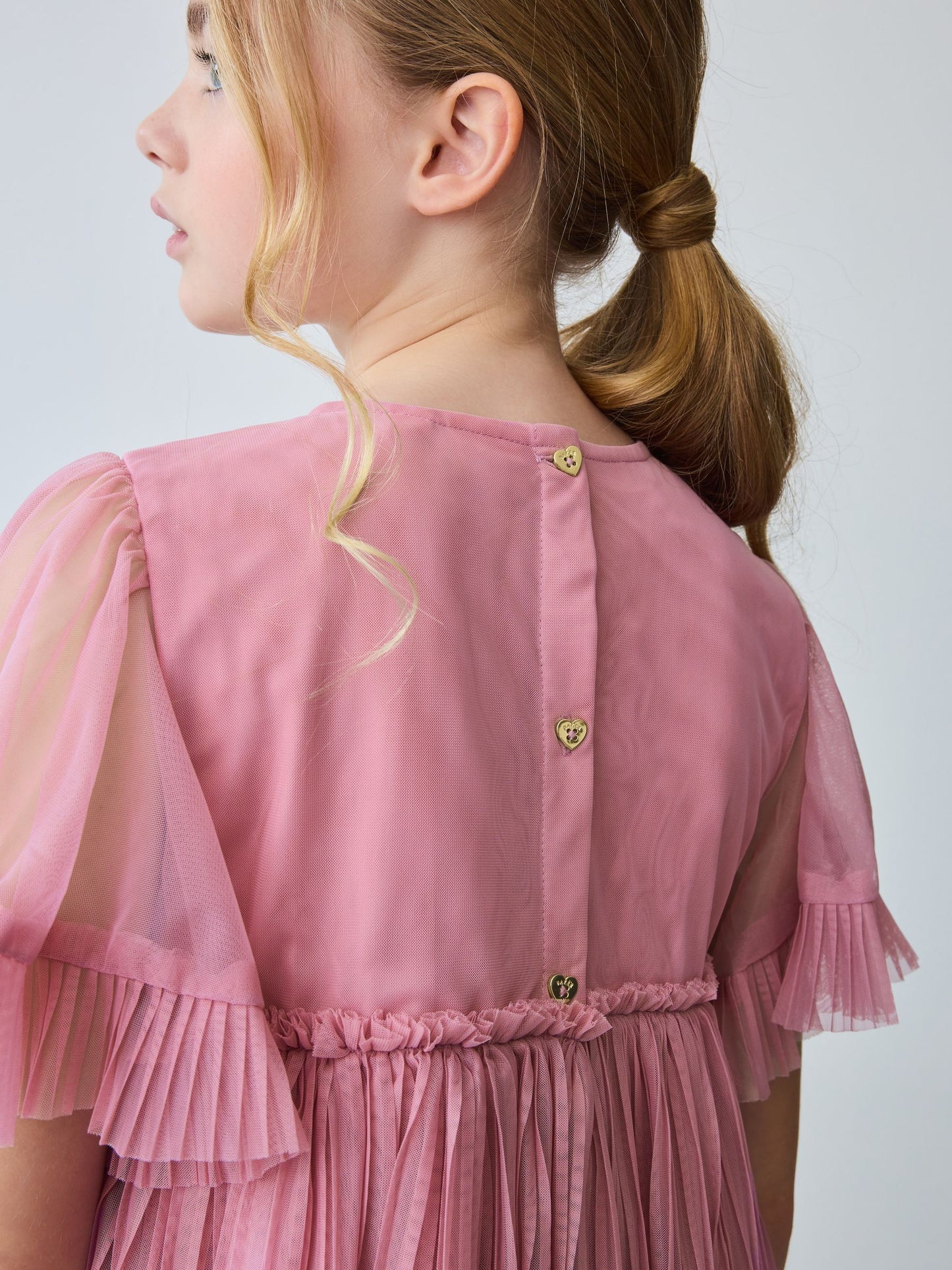 Baker by Ted Baker Pink Pleated Tier Mesh Dress