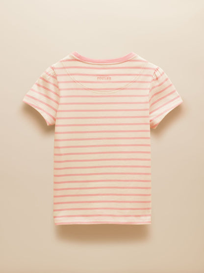 Joules Girls' Astra Pink Stripe Horse Applique Cotton T-Shirt image 2