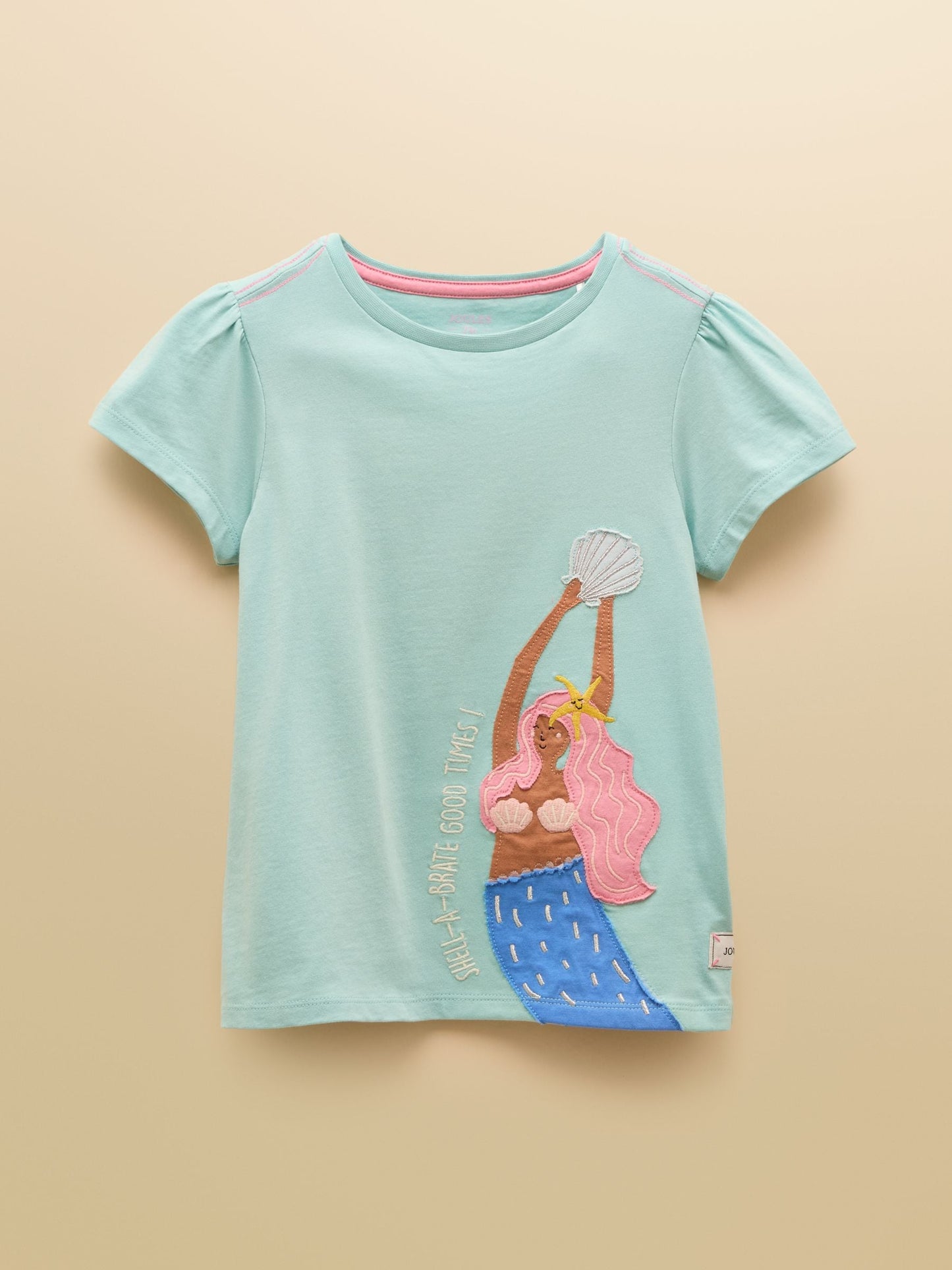 Joules Astra Light Blue Mermaid Applique Cotton T-Shirt image 1