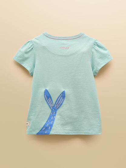 Joules Astra Light Blue Mermaid Applique Cotton T-Shirt image 2