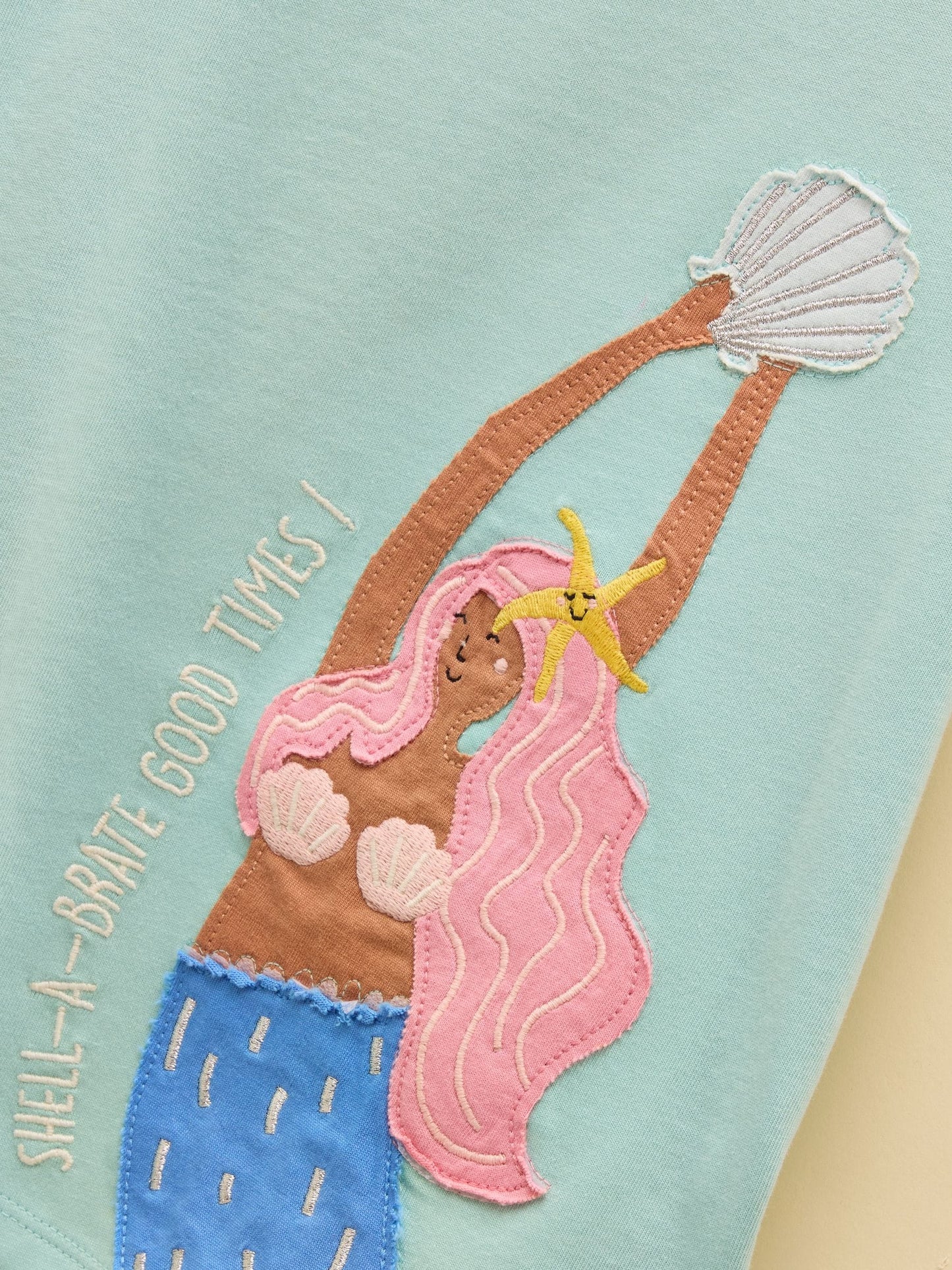 Joules Astra Light Blue Mermaid Applique Cotton T-Shirt image 3