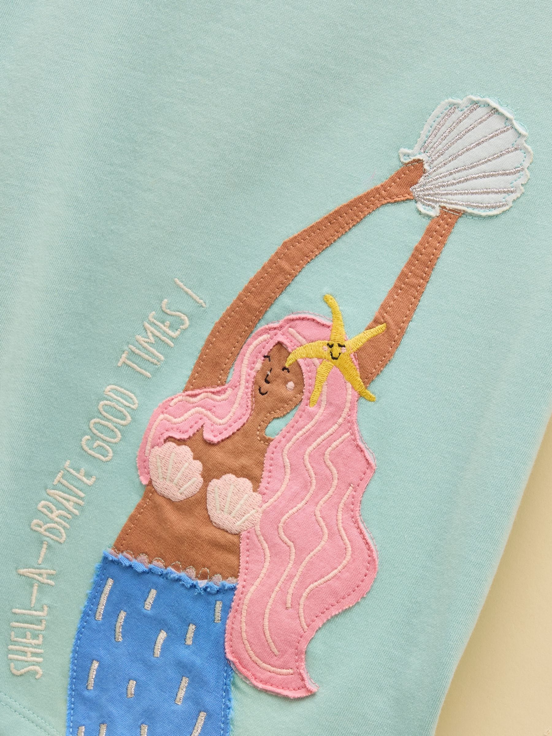 Joules Astra Light Blue Mermaid Applique Cotton T-Shirt image 3