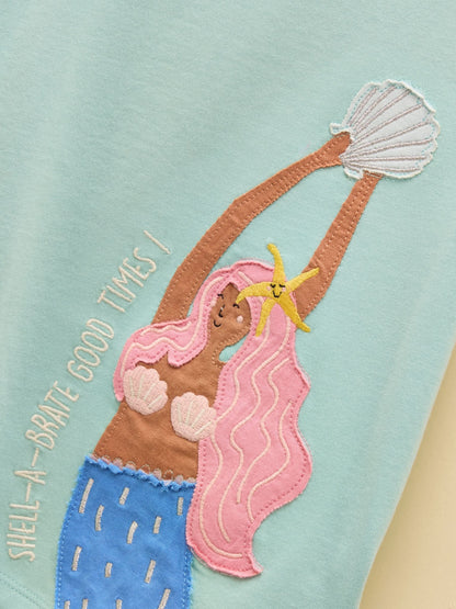 Joules Astra Light Blue Mermaid Applique Cotton T-Shirt image 3