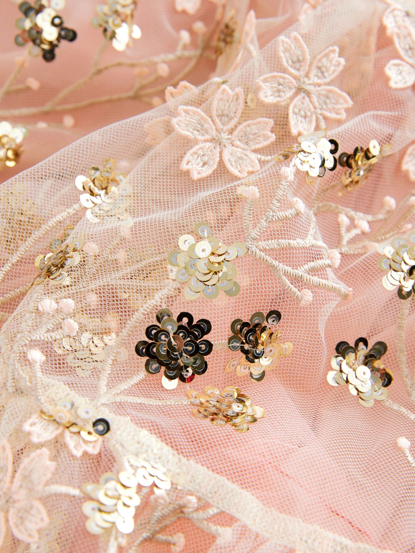 Pink/Gold Embroidered Sequin Long Sleeve Mesh Occasion Dress (4-14yrs)