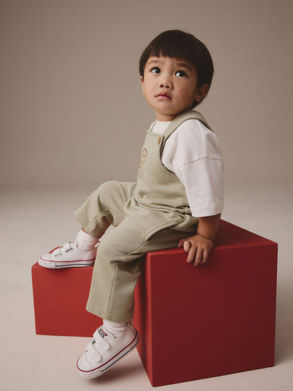 Sage Green 100% Cotton Jersey Dungaree And T-Shirt Set (3mths-7yrs)