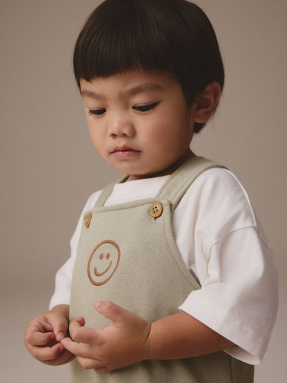 Sage Green 100% Cotton Jersey Dungaree And T-Shirt Set (3mths-7yrs)