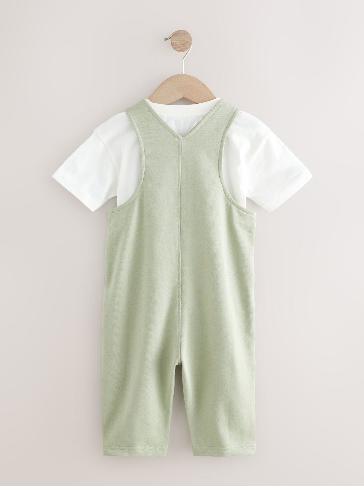 Sage Green 100% Cotton Jersey Dungaree And T-Shirt Set (3mths-7yrs)