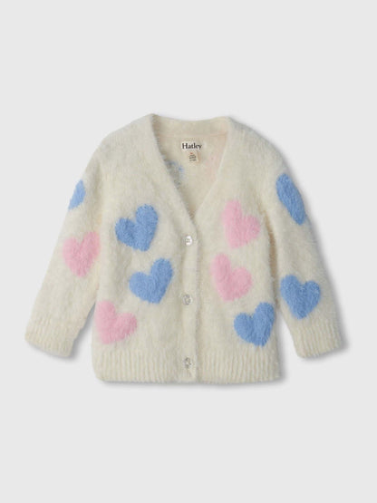 Dsiney Kidz - Hatley Natural Jumbo Hearts Fuzzy Cardigan image 1