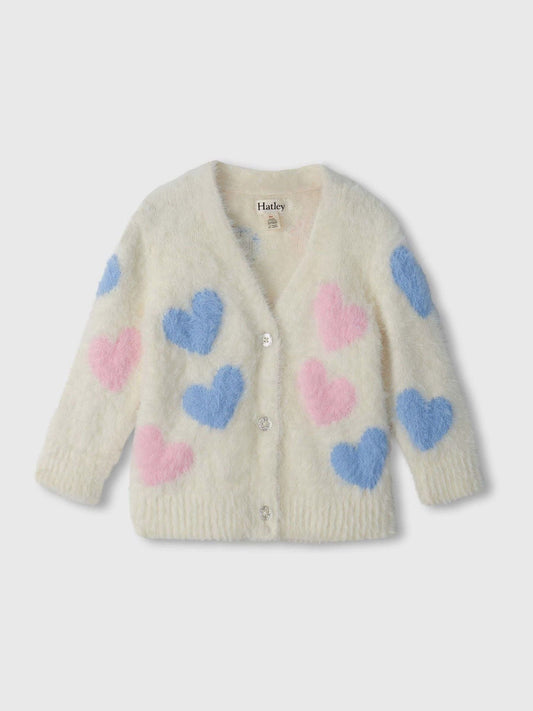 Dsiney Kidz - Hatley Natural Jumbo Hearts Fuzzy Cardigan image 1
