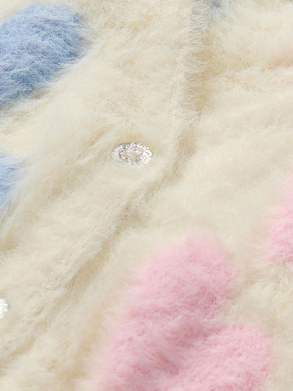 Dsiney Kidz - Hatley Natural Jumbo Hearts Fuzzy Cardigan image 3