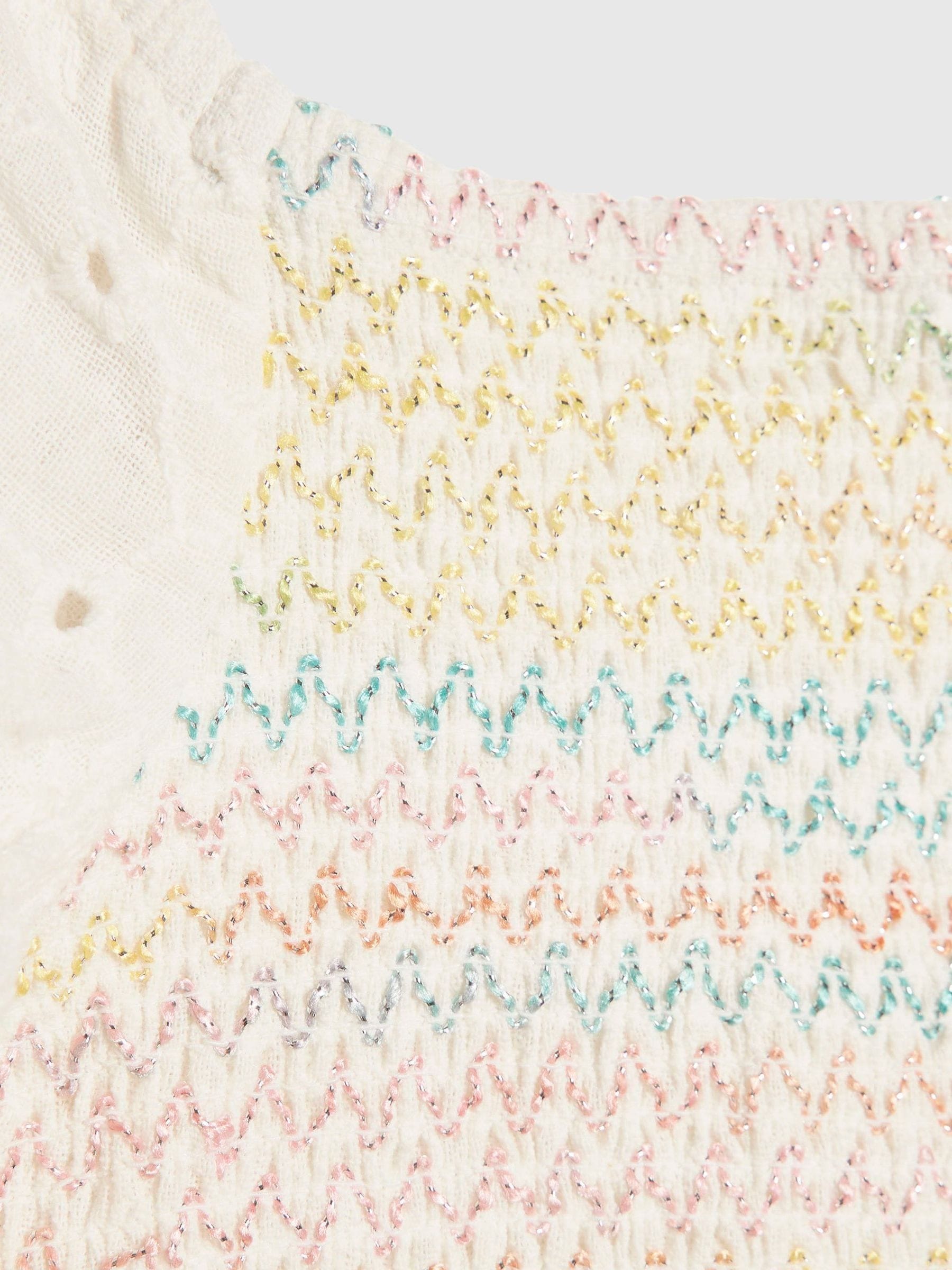Dsiney Kidz - River Island White Rainbow Whipstitch Puff Sleeve Top & Rara Set image 3