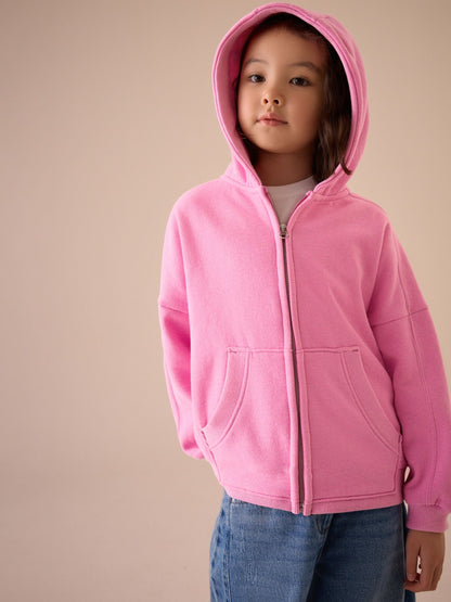 Blush Pink Zip Through Hoodie (3-16yrs)