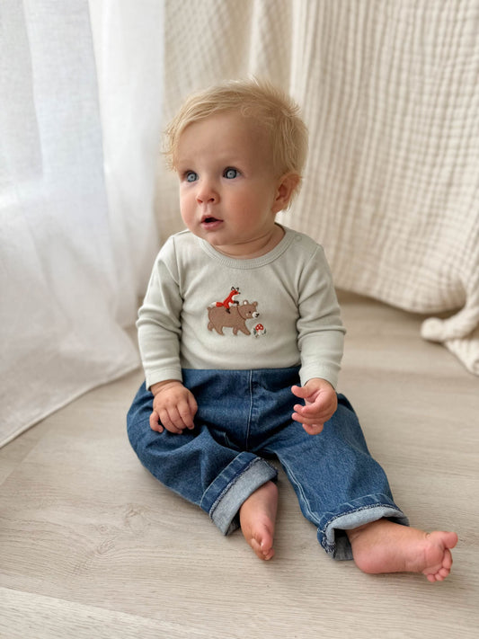 Dsiney Kidz - Purebaby Blue Chambray Denim Slouchy Trousers image 1