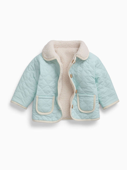MORI Blue Reversible Quilted Borg Jacket - image 5