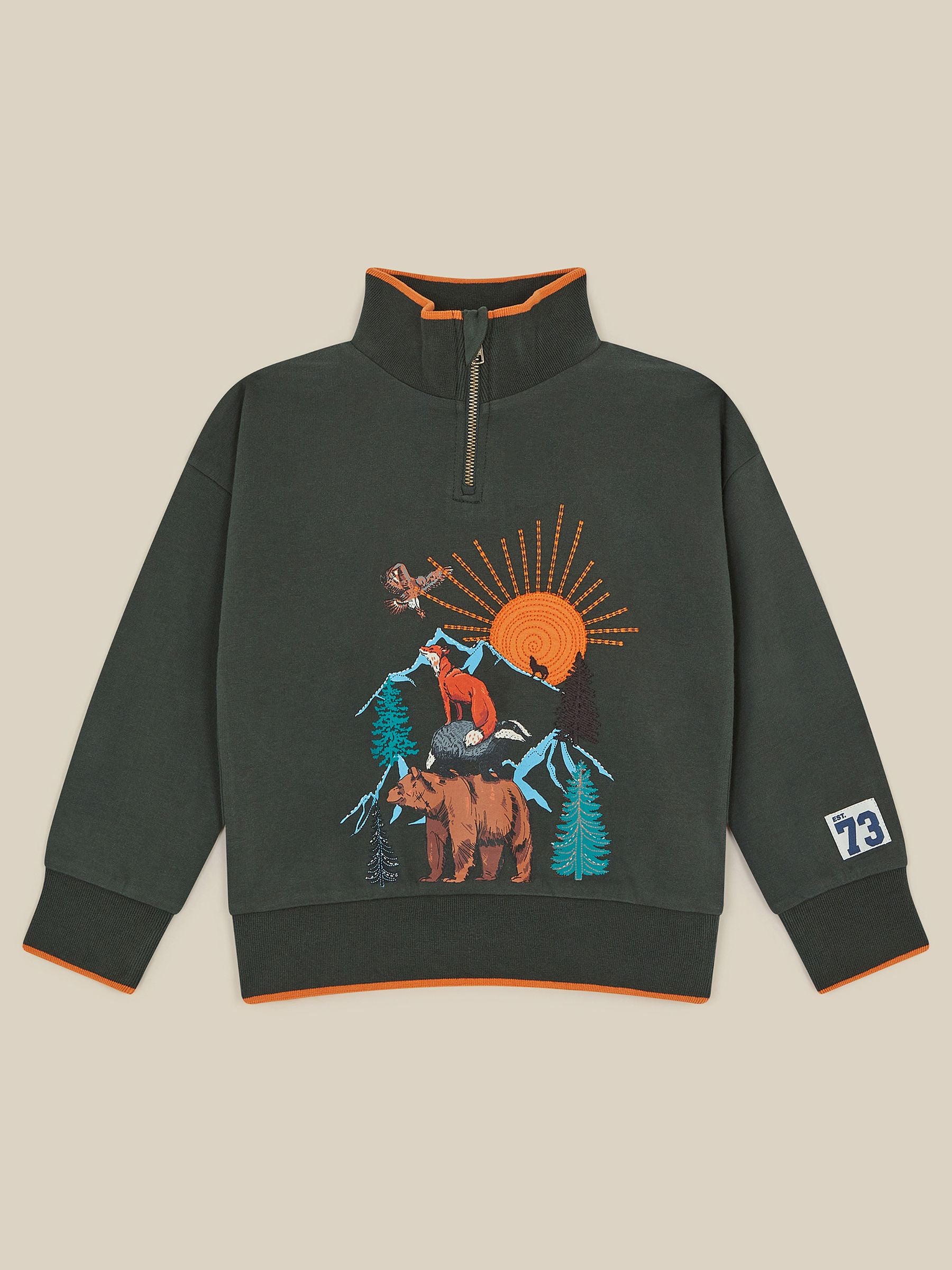 Dsiney Kidz - Monsoon Green Animal Adventure Half-Zip Sweatshirt image 1