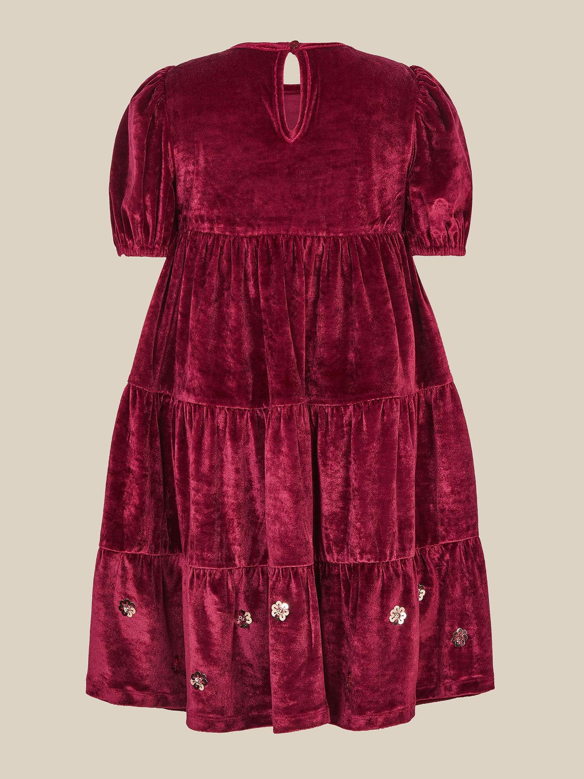 Dsiney Kidz - Monsoon Red Macie Sequin Floral Velour Dress image 2