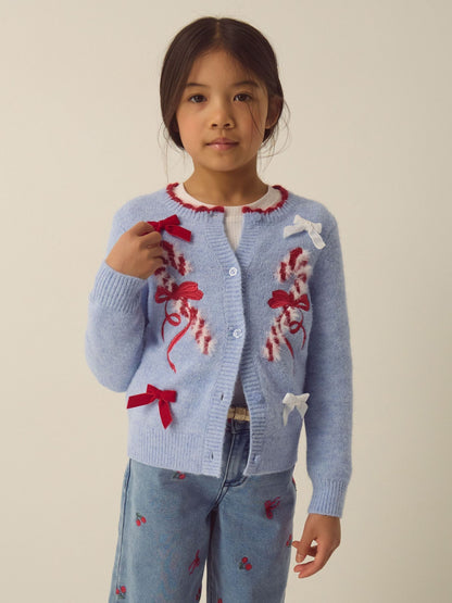 Monsoon Blue Candy Cane Christmas Cardigan - image 1