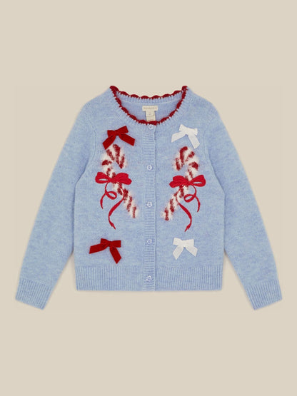 Monsoon Blue Candy Cane Christmas Cardigan - image 2