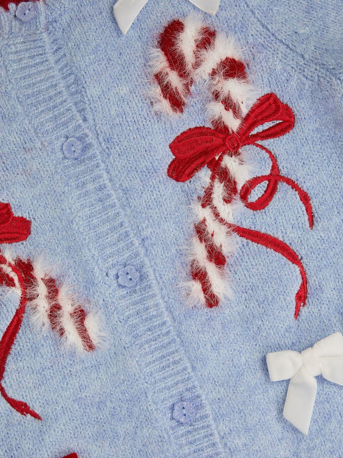 Monsoon Blue Candy Cane Christmas Cardigan - image 4