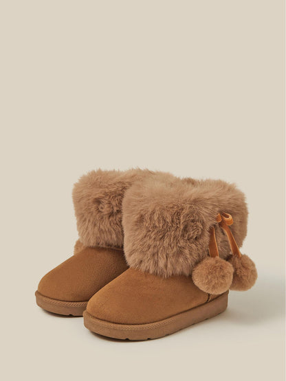 Dsiney Kidz - Monsoon Brown Toddler Fluffy Faux Suede Boots image 1