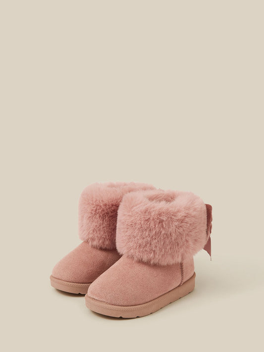 Dsiney Kidz - Monsoon Pink Toddler Bow Faux Suede Boots image 1