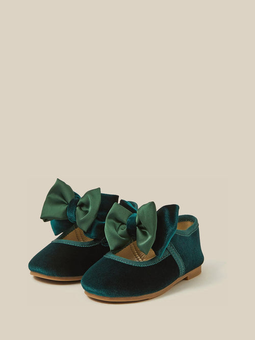 Dsiney Kidz - Monsoon Green Baby Bow Velvet Walkers Boots image 1