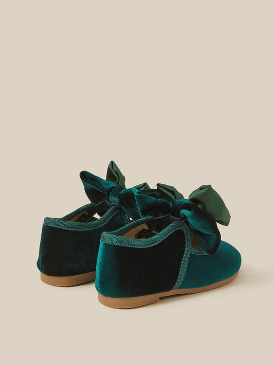 Dsiney Kidz - Monsoon Green Baby Bow Velvet Walkers Boots image 2