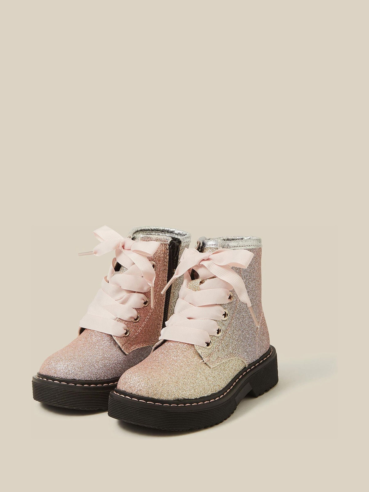 Monsoon Pink Toddler Ombré Glitter Lace-Up Boots - image 1